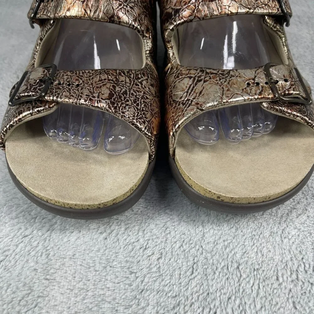 SAS Sandals Women 10 Bronze Ginger Metallic Crackle Comfort Slingback - Picture 6 of 9